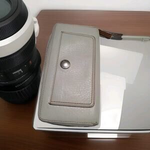 Coach Wallet Zip Around Beige Tan Leather